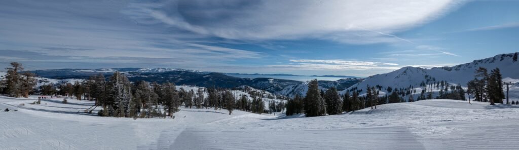 sunny ski day on the slopes